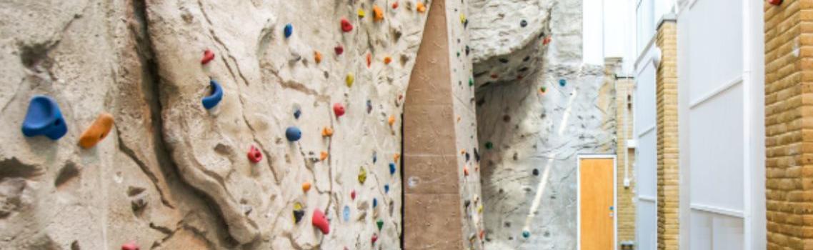 Shot of the climbing wall at the Limehouse Centre