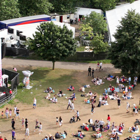 A birds eye view over Gunmakers field during an event
