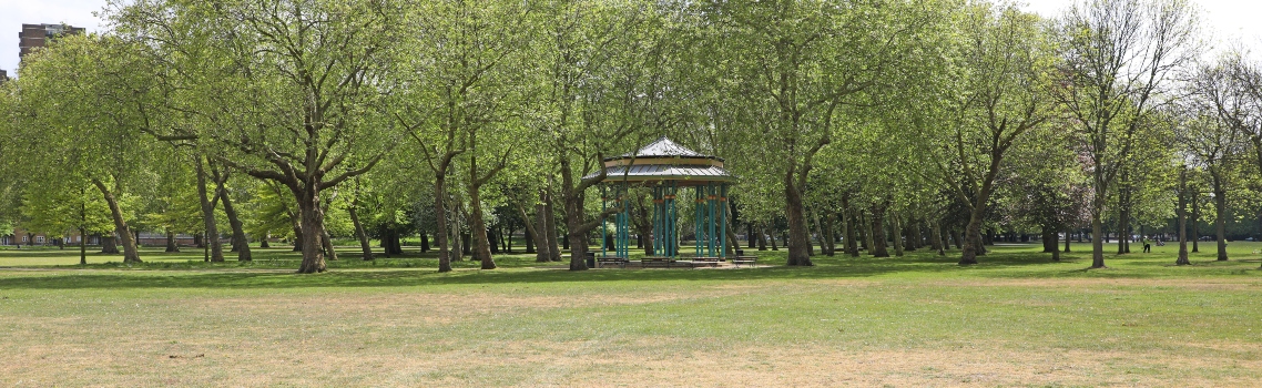 View of the bandstand event space with the bandstand in the distance