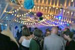 Interior evening event with fairy lights