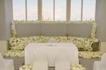 Table and chairs with flowers for wedding ceremony  in the Old Operating Theatre