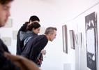 Viewers at an art exhibition