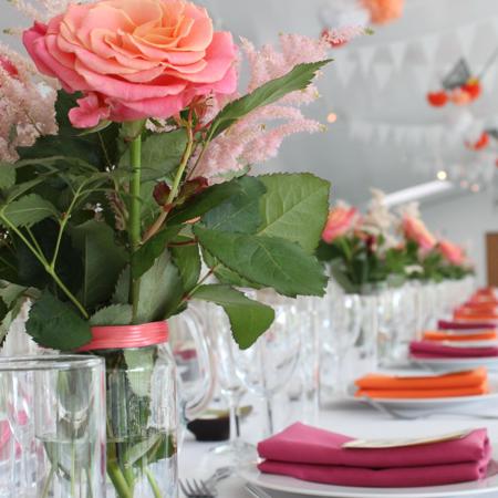 Floral table layout for wedding